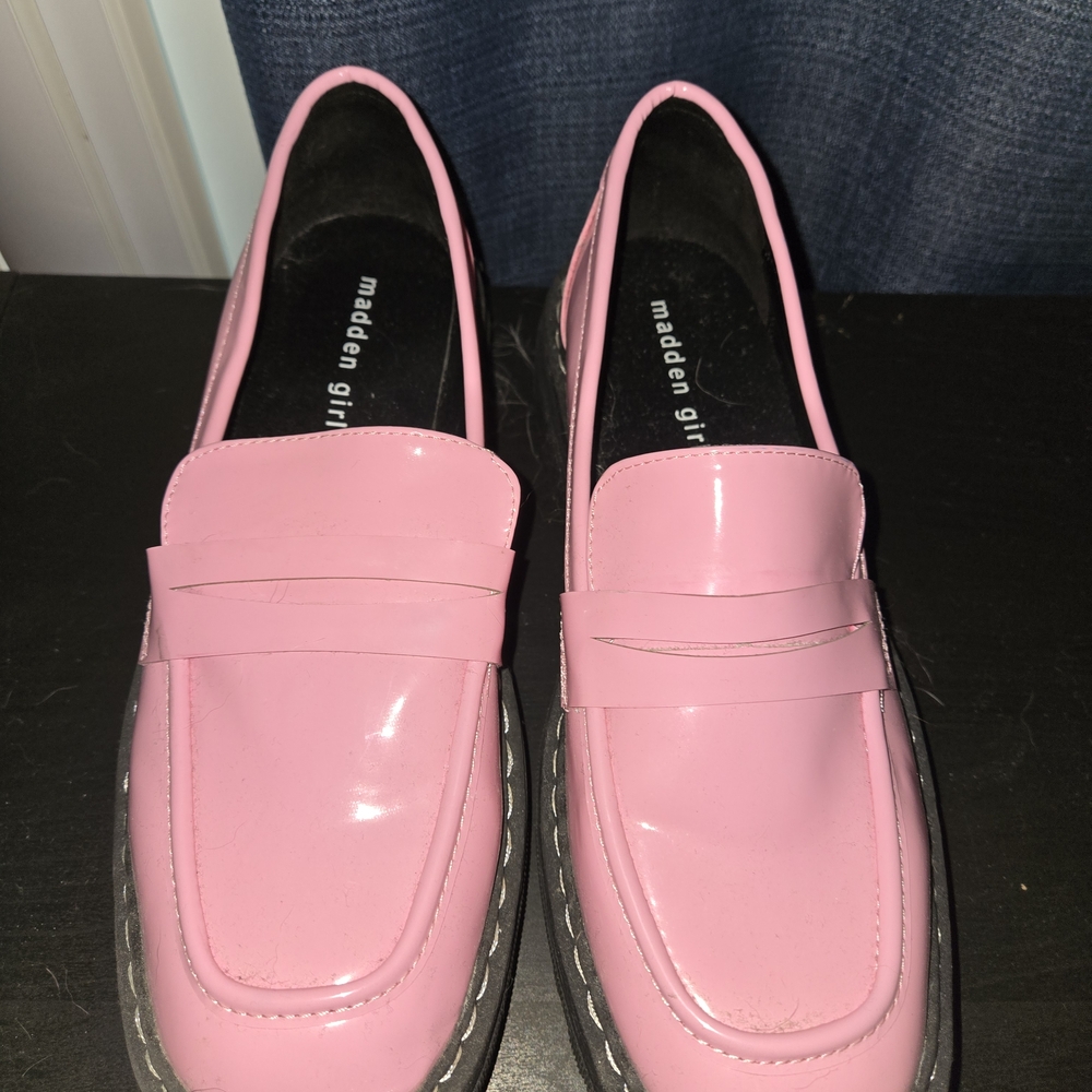 Madden Girl Glossy Pink Loafers